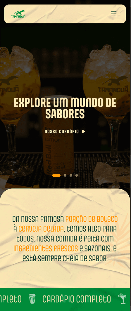 Tamanduá Bar Mobile View
