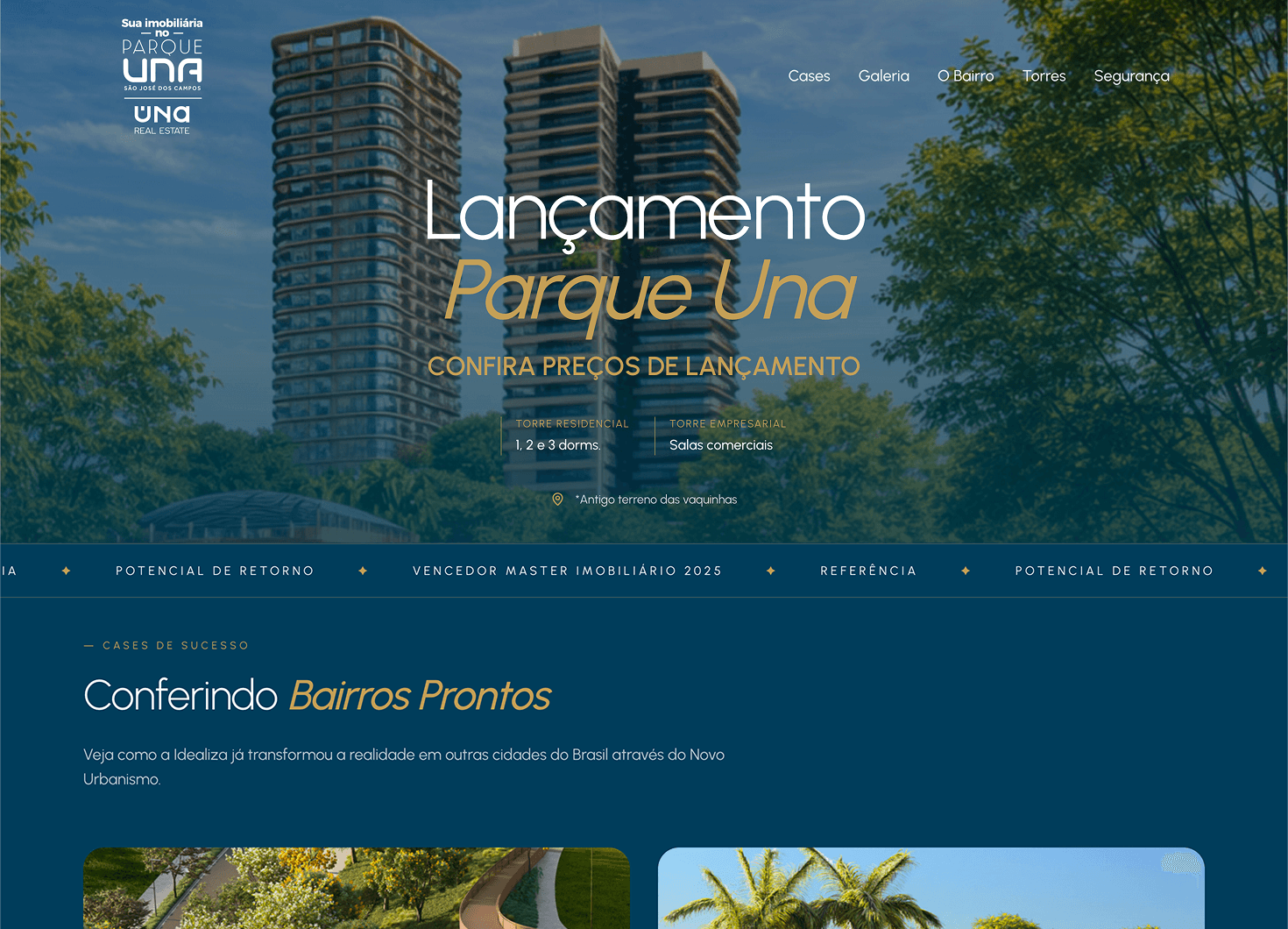 Landing Page Parque Una Desktop View